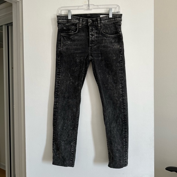 Rag & Bone Acid Black Denim Designer Standard Issue Skinny Leg Jeans size 28 EUC - Picture 2 of 9